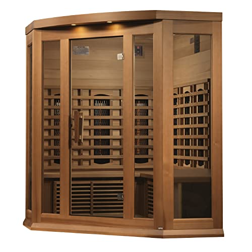 Dynamic Saunas Maxxus Mx-M356-01 3-Person Corner Full Spectrum Near Zero Emf (Under 2Mg) Far Infrared Sauna (Canadian Clear Red Cedar) Curb Side Delivery #TOP2