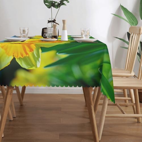 Nappe rectangulaire jonquille lavable anti-tache pour simplifier vos fêtes