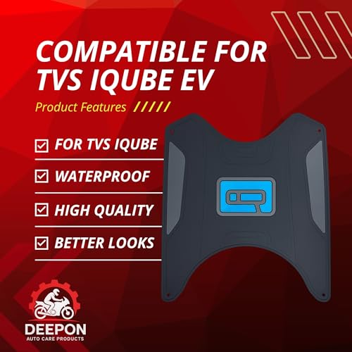 Image of DEEPON Scooter Floor Mat - iQube Electric Blue Custom Fit | Waterproof Anti Slip Rubber Footboard Mat for iQube Electric All Weather Protection