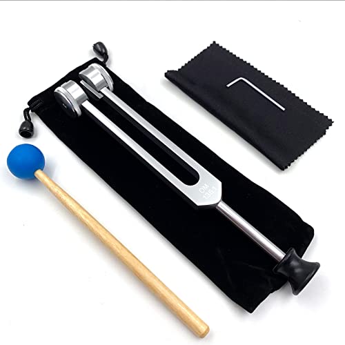 OM 136.1Hz Tuning Fork Weighted, Heart Chakra Tuning Energy Fork for Sound Healing, Meditation, Immune System and Circulatio, Silver