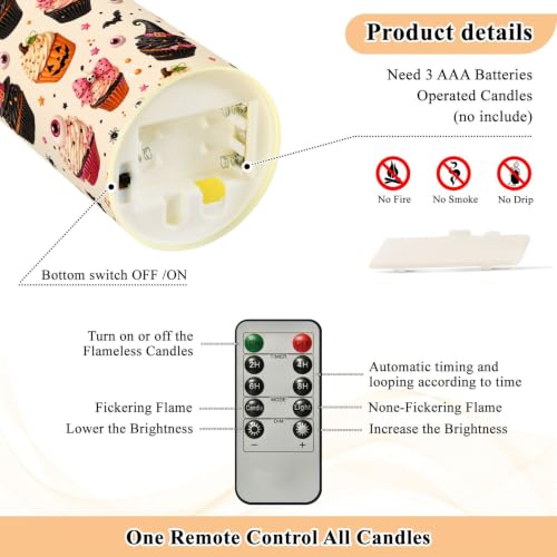 Velas LED de Halloween con forma de cupcake y mando, pack de 2 5