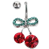 NUSITOU Piercing para Ombligo de Acero Inoxidable Diseño de Cereza Colgante, Joyas Ombligo Duraderas y Pulidas, Accesorio Femenino para Uso Diario y Estilo Verano Playa