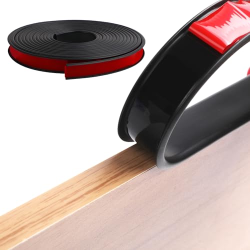 U-Shape Furniture Edge Banding, Self Adhesive Edging Strip, Flexible Edge Trim, TPE Edge Tape Protector for Table Cabinets Chairs Shelves Restoration (5m×16mm, Black)