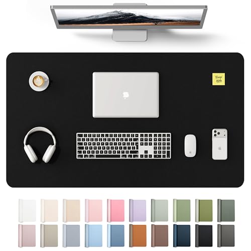 Image of YSAGi Leather Desk Protector, Office Mat, Large Mouse Mat, Non-Slip PU Leather Blotter, Laptop Desk Mat, Waterproof Writing Pad for Office and Home(Black, 40 inch x 24 inch)