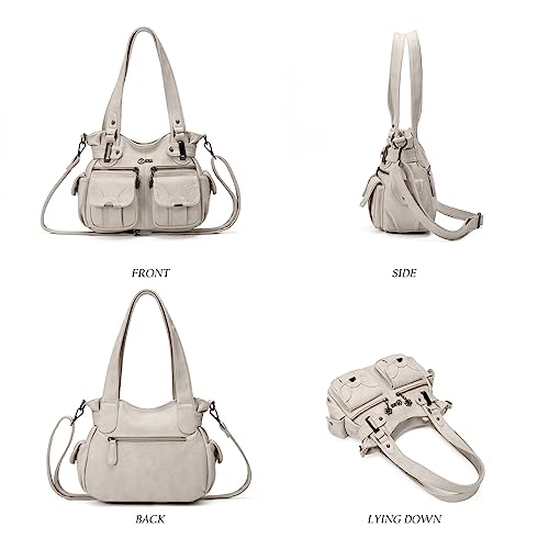 Image of KL928 Women's Shoulder Purse Large Hobo Tote PU Leather Multi-Pocket Bag | Large capacity, water-resistant, easy-clean, adjust strap, fits 10.2 inchipad, pockets, compartments, zipper, shop, travel, daily