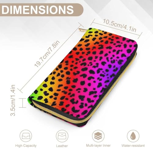 Women's Cute Decor Wallet, Long PU Zipper Wallet, Travel Purse Fashion Design, Huge Storage Capacity Purse Hot Pink Purple Cheetah Leopard Print2