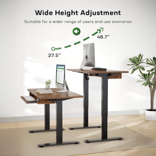 Image of TEKAVO Cift Height Adjustable Table for Office Work | Electric Standing Table Workstation with Keyboard Tray for Home Office| 60 kg Load Capacity |120L x 60W | Forest I DIY