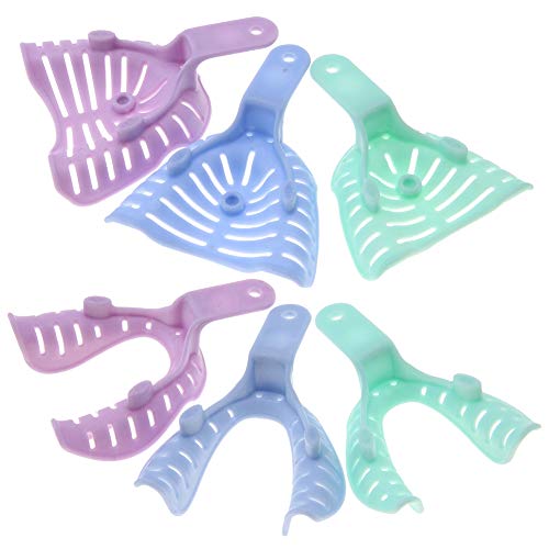 Akozon Tabletts, 6pcs Mischfarbe Kunststoff Impressions Trays Zähne Materialien Halter