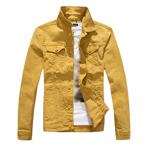 Veste en jean kaki pour homme coupe slim et stretch style décontracté taille L