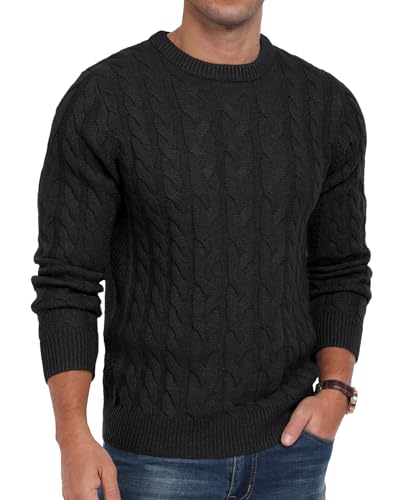 Askdeer Men's Chunky Cable Knit Pullover Sweater