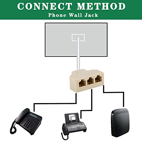Phone Splitter 3 Way Telephone Adapter Rj11 6P4C 1 Female To 3 Females For Landline And Fax -Ivory-1Pack #TOP4
