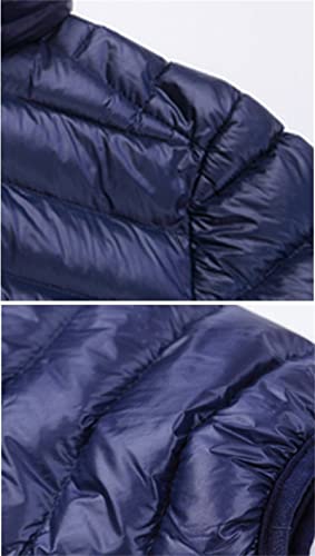 Elonglin Casaco Acolchoado Masculino sem Capuz Zíper Gola Alta Casaco Penugem de Pato Branco Leve Co
