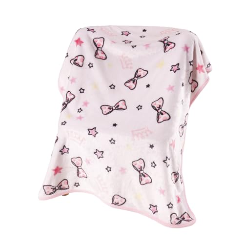 TILLYOU Baby Fleece Blanket 30x40 Inches Pink Blanket Soft and Warm Baby Blankets for Boys and Girls Blanket for Toddler Infant Newborn, Pink Bow