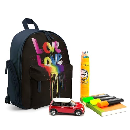 Love Is Love Backpack Small Book Bag with Side Pocket, Lightweight Durable Backpack, Travel Rucksack, Blue-style3