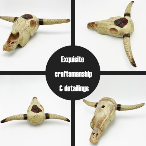 Image of Fish Aquarium Tank Hideout Decor Decorations Bull Skull Tank Decor Cave Animal Large Reptile Bones Snake for Desert Terrarium Ornament