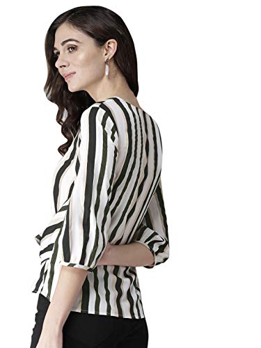 Image of Style Quotient Women Off-White & Black Striped Top