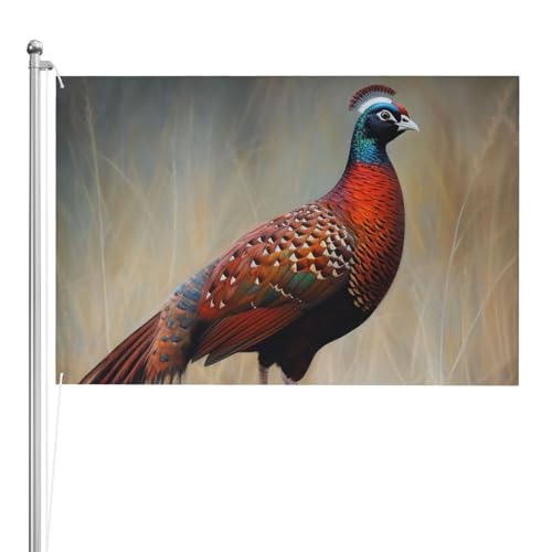 Drapeau de faisan rouge grand format 1,2 x 1,8 m de qualité supérieure