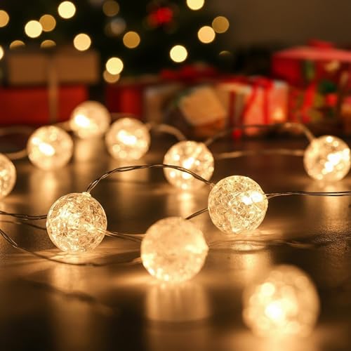 ALEGRE Kristall Kugeln Lichterkette mit Timer,1M 10 LED Lichterkette...