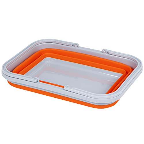 Autodeco 3 Pack Collapsible Sink With Handle Towel, 2.37 Gal / 9L Foldable Wash Basin For Washing Dishes, Camping, Hiking And Home 2 Orange&1 Yellow #TOP6