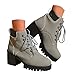 Women's Chunky High Heeled Combat Short Boots Lace Up Fashion Belt Platform Lug Sole Non Slip Block Y2K Goth Punk Ankle Boot for Women Wide Fit Dress Booties Booties Stacked Heel