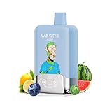 【40000回】電子タバコ 使い捨て WASPE 40000回吸引 vape シーシャ 持ち運び ベイプエンジン 本体 水蒸気タバコ 爆煙 禁煙グッズ 禁煙パイポ Type-C 650mAh 充電式 ニコチンなし タール無し (ブルーラズレモネード＆スイカバブルガム)