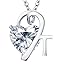 T Initial 3.0 Carats Heart Moissanite Sterling Sliver Necklace