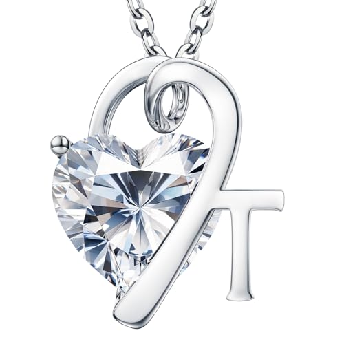 Image of ForeverLove Heart Necklaces for Women, 4-2 Carats Heartshap Moissanite, Silver Pendant Jewelry, Anniversary Birthday Gifts for Wife, Girlfriend, Daughter, Mom