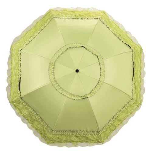 YCXMBH Paraguas de Encaje con Cuatro Bordes de Encaje for Mujer, Resistente al Viento y al Agua, Resistente a la Lluvia y Plegable.(Fluorescent Green)