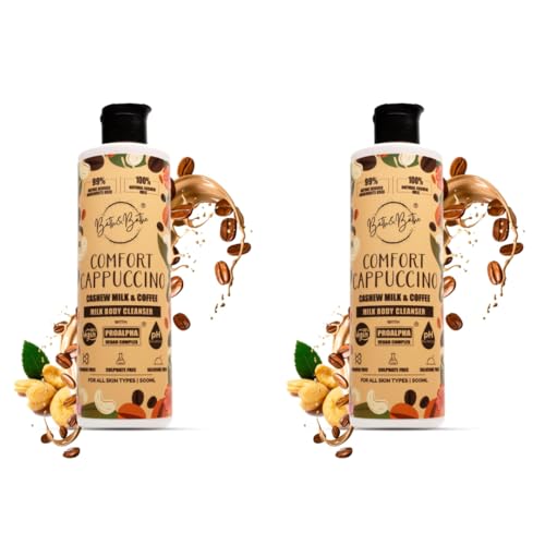 Image of Bath&Bathe Comfort Cappuccino Body Wash Shower Gel | Coffee & Cashew Milk Infused Body Cleanser | 100% Vegan, Natural, Sulfate-Free | Deep Hydration, Allantoin-Soothing, 500 ml- Pack of 2