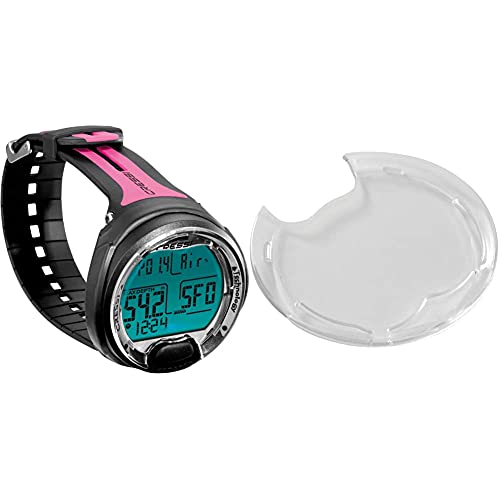 Cressi Leonardo Ordenador de Buceo, Adultos Unisex, Negro/Rosa + Lente de Protección para Ordenador de Buceo Profesional