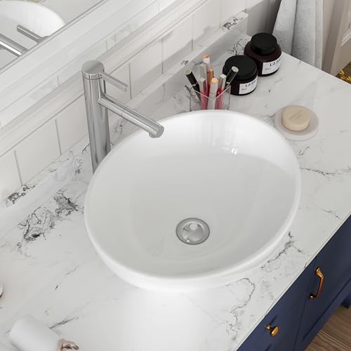 MEJE 16x13-Inch Oval White Ceramic Vessel Sink,Modern Egg Shape Bowl, Above Counter Bathroom Vanity Sink by MEJE - Used condition - Image 5