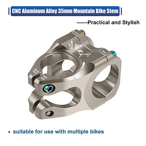X Autohaux Cnc Aluminum Alloy 35Mm Mountain Bike Stem For Most Bicycle Road Bike Mountain Bike Cycling Handlebar Accessories Titanium Tone #TOP5
