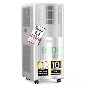 KresicoKlima Mobile Klimaanlage 9000 BTU, Klimaanlage mobil mit Abluftschlauch, Mobiles Klimagerät mit Abluftschlauch für Räume bis zu 33m²/90m³, Klimagerät mit Timer, R290, weiß