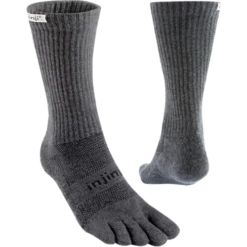 Injinji Unisex Trail Midweight Crew Xtralife Socks Small Granite