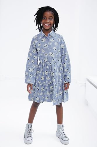 Disney Floral Girls Chambray Dress Toddler to Big Kid Sizes (2T - 16)2