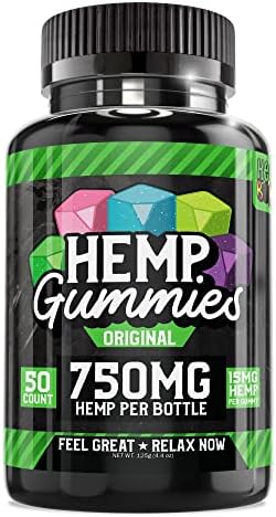 Hemp Bombs Original Hemp Gummies – Premium Gummi Supplement Made at Our Facility in The USA – 50 Count Large Size 750 mg