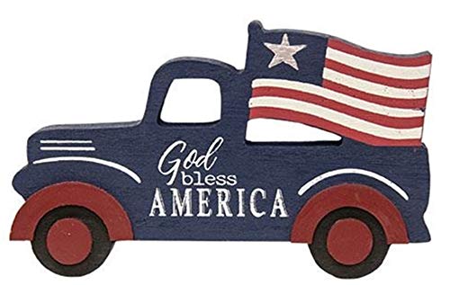 Americana Vintage Patriotic Truck Shelf Sitter Tabletop Decor 575 x 35 inch