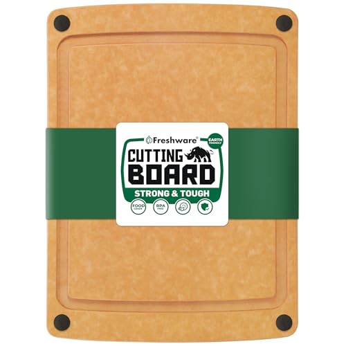 Freshware Wood Cutting Board for Kitchen, Juice Groove, Non-Slip Silicone ...