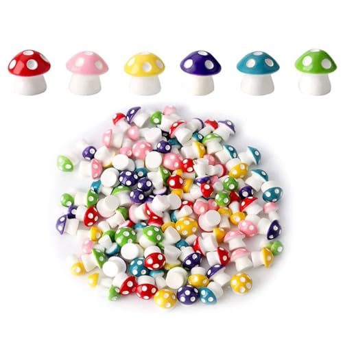 NASHRIO mini Mushroom Miniature Figurines: 48 Pcs Fairy Garden Mushrooms for Miniature Moss Landscape, Bonsai, DIY Crafts, and Ornaments