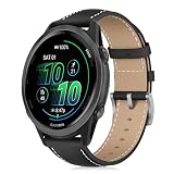 VanHooc 20mm Cinturino in Pelle per Garmin Forerunner 170/170 Music, Nero