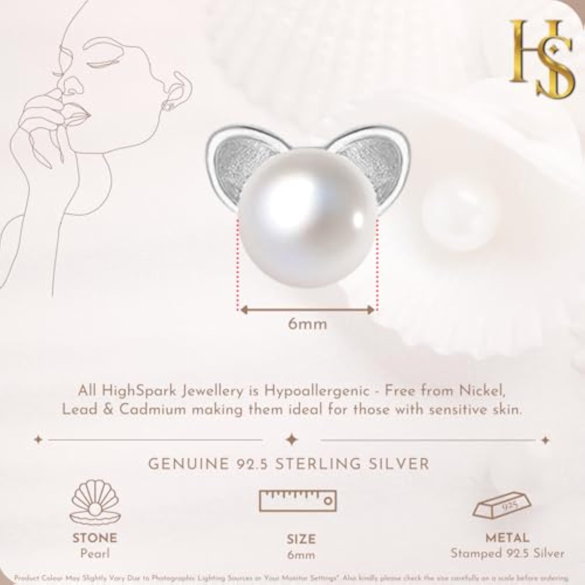 925 Cat Pearl Earrings, Sterling Silver