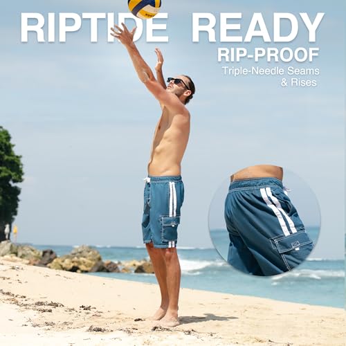 image for Kanu Surf Men's Barracuda Swim Trunks (Regular & Extended Sizes) Denim