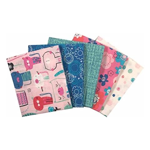 Fabric Palette Furry Friends Cats Cotton Fat Quarters 5 Pack Bundles (100% Fabric, Ideal for Crafts, Quilting, Patchwork), Multi, Bundle Cover