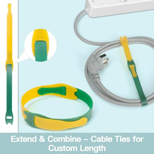 Zivacate 120 Stück Wiederverschließbare Kabelbinder aus Nylon – Klettband Kabelbänder für Kabelmanagement – Ideale Kabel Organizer für Schreibtisch Ladekabel, PC-Kabel – 6 Gemischte Farben