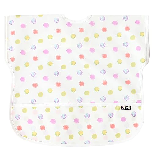 Waterproof Short Sleeve Baby Bibs for Girl or Boy, Toddler 6-24 Months, Essential Must Have for Eating, Feeding - Multi Dot