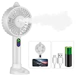 Mini Handheld Misting Fan - Portable Double Nozzle Spray Battery Operated 3 Speeds USB Rechargeable Mister Humidifier With Cell Phone Holder for Travel Office