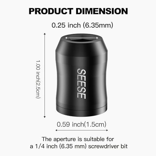 Image of SEESE Strong Magnetic Screw Ring: 1 /4 Inch / 6.35 mm Universal Magnetic Screw Holder - Removable Magnetic Screwdriver Drill Bit Holder for Hex Screwdriver and Power Bits(2 Pcs)