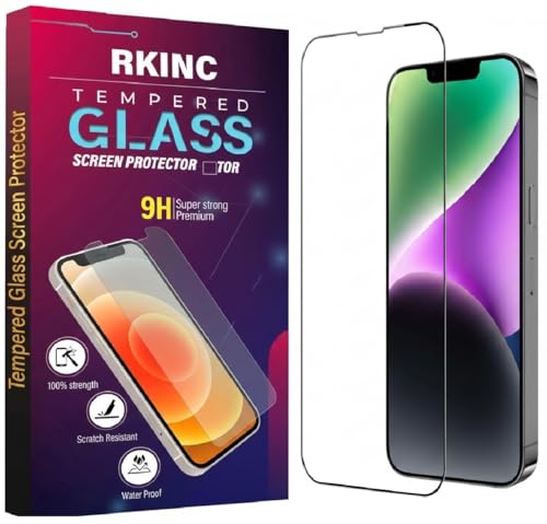 Image of RKINC Tempered Glass for iPhone 13 Mini (5.4 Inch) Military Grade Gorilla Screen Guard Protector | With Installation Kit | Edge to Edge Coverage | Black