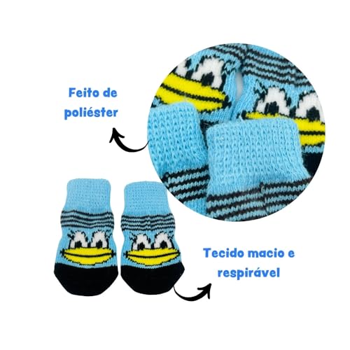 3 Kit de Meias Pet Antiderrapante Segurança Para Patinhas em Passeio Para Pet Caes Gatos Cachorro -