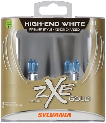SYLVANIA - H1 SilverStar zXe GOLD High Performance Halogen Headlight Bulb - Headlight & Fog Light, Bright White Light Output, Best HID Alternative, Xenon Charged Technology (Contains 2 Bulbs)